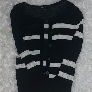 Lightweight Black and White Cardigan